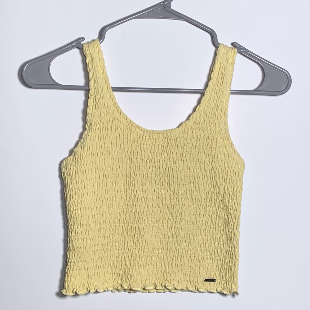 Hollister Yellow Smocked Crop Tank Top